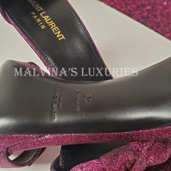 SAINT LAURENT SHOES HALL GLITTERED PLATFORM SANDALS sz IT 40 US 9.5 - Picture 13 of 15